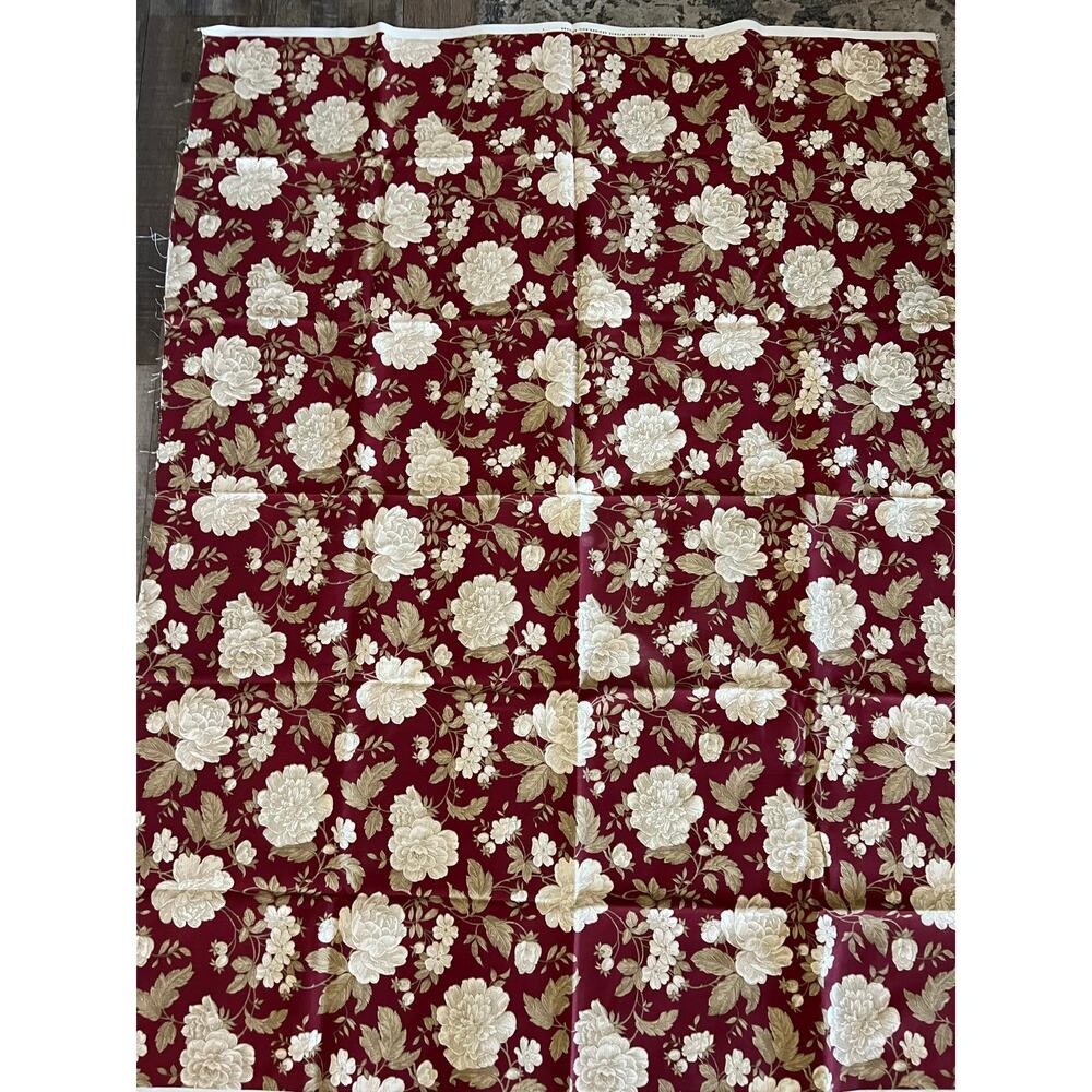 Madison Ave Designs Upholstery Fabric Burgundy Red Peony Floral Drapery 54"x42"